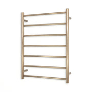 Heated Towel Rail - 600 x 800mm - 7 Round Bars - Champagne - Bottom Left Power