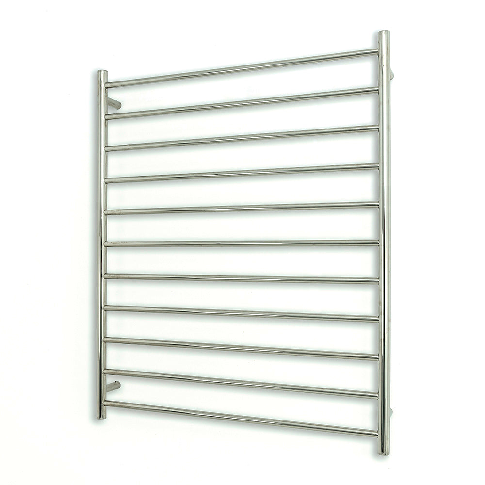 Heated Towel Rail - 900 x 1100mm - 11 Round Bars - Mirror Polished - Bottom Left Power Outlet