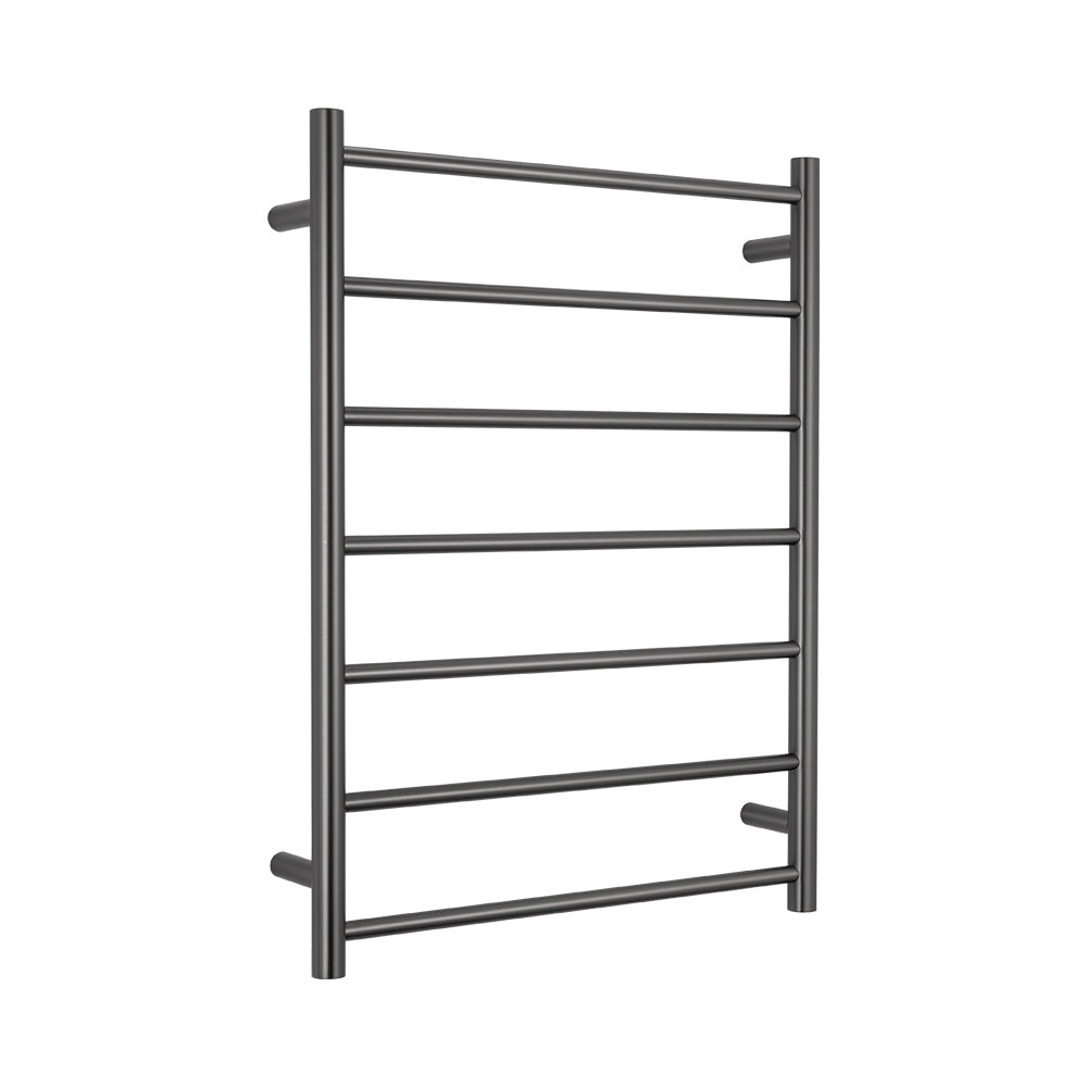 Heated Towel Rail - 600 x 800mm - 7 Round Bars - Gun Metal Grey - Bottom Right Power Outlet