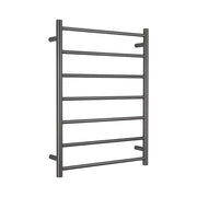 Heated Towel Rail - 600 x 800mm - 7 Round Bars - Gun Metal Grey - Bottom Right Power Outlet