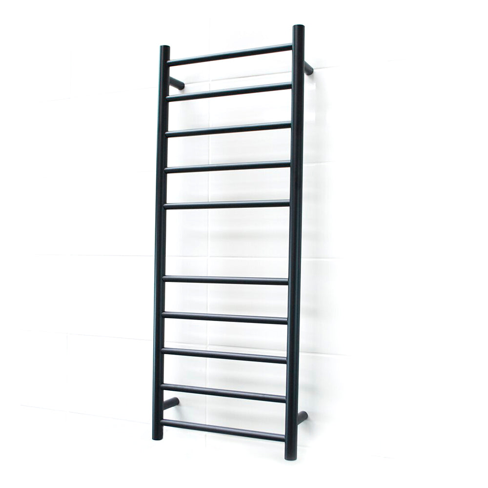 Non-Heated Towel Rail - 430 x 1100mm - 10 Round Bars - Matt Black