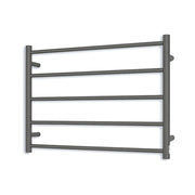 Heated Towel Rail - 750 x 550mm - 5 Round Bars - Gun Metal Grey - Bottom Left Power Outlet
