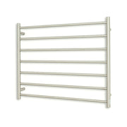 Heated Towel Rail - 750 x 900mm - 7 Round Bars - Brushed Satin - Bottom Left Power Outlet