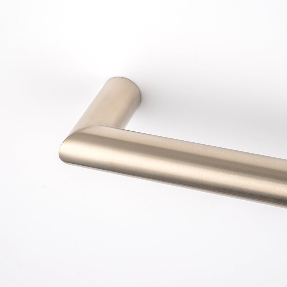 Radiant Warm Brushed Nickel Single Round Bar Towel Rail - 650mm ｜ Ideal Bathroom Centre