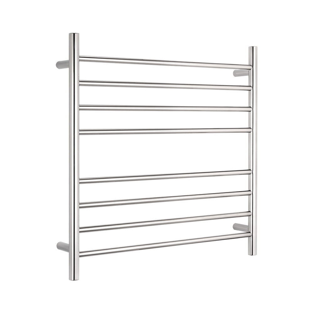 Heated Towel Rail - 750 x 750mm - 8 Round Bars - Mirror Polished - Bottom Left Power Outlet