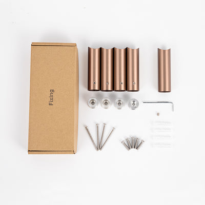Radiant Full 80mm Bracket/Fixings Set for Round Bar Ladder Rails - Champagne