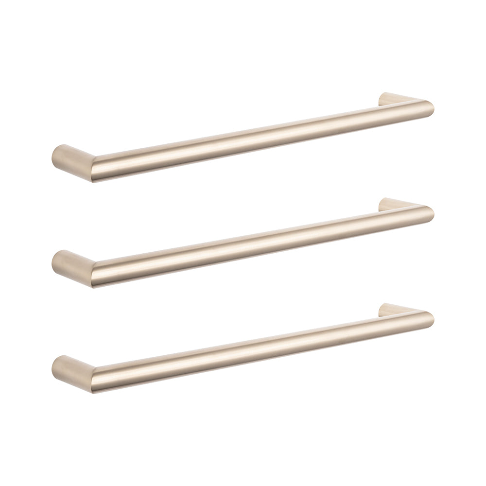 Radiant Warm Brushed Nickel Single Round Bar Towel Rail - 650mm ｜ Ideal Bathroom Centre