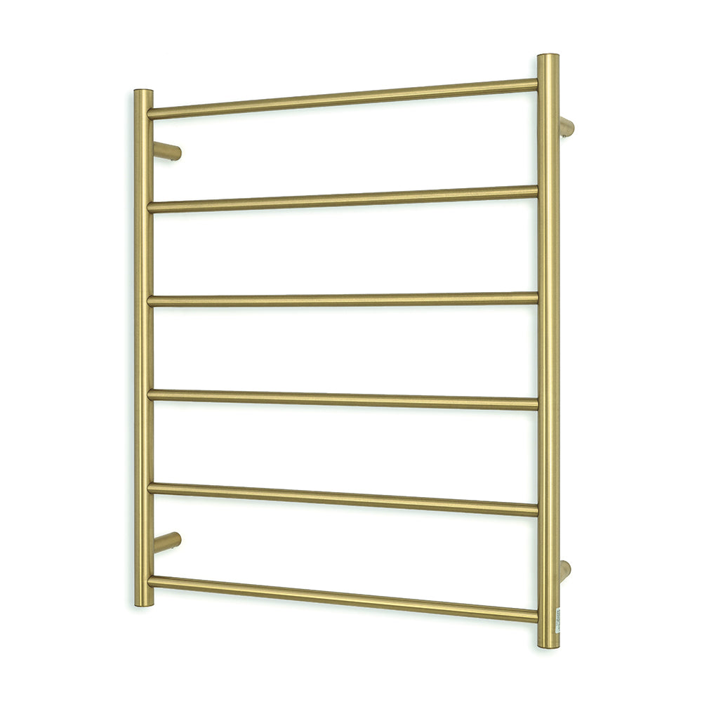 Non-Heated Towel Rail - 700 x 830mm - 6 Round Bars - Brushed Gold