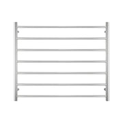 Heated Towel Rail - 750 x 900mm - 7 Round Bars - Mirror Polished - Bottom Left Power Outlet