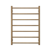 Heated Towel Rail - 600 x 800mm - 7 Round Bars - Antique Brass - Bottom Left Power Outlet