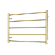 Heated Towel Rail - 750 x 550mm - 5 Round Bars - Light Gold - Bottom Left Power Outlet