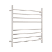 Heated Towel Rail - 750 x 750mm - 7 Round Bars - Brushed Satin - Bottom Left Power Outlet