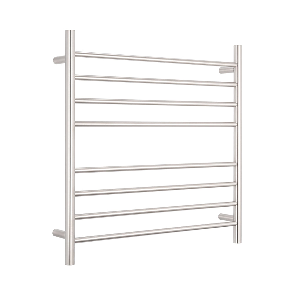 Heated Towel Rail - 750 x 750mm - 7 Round Bars - Brushed Satin - Bottom Left Power Outlet