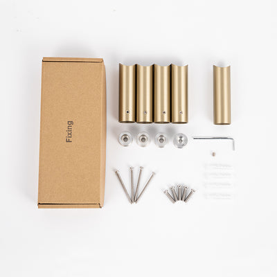 Radiant Full 80mm Bracket/Fixings Set for Round Bar Ladder Rails - Light Gold