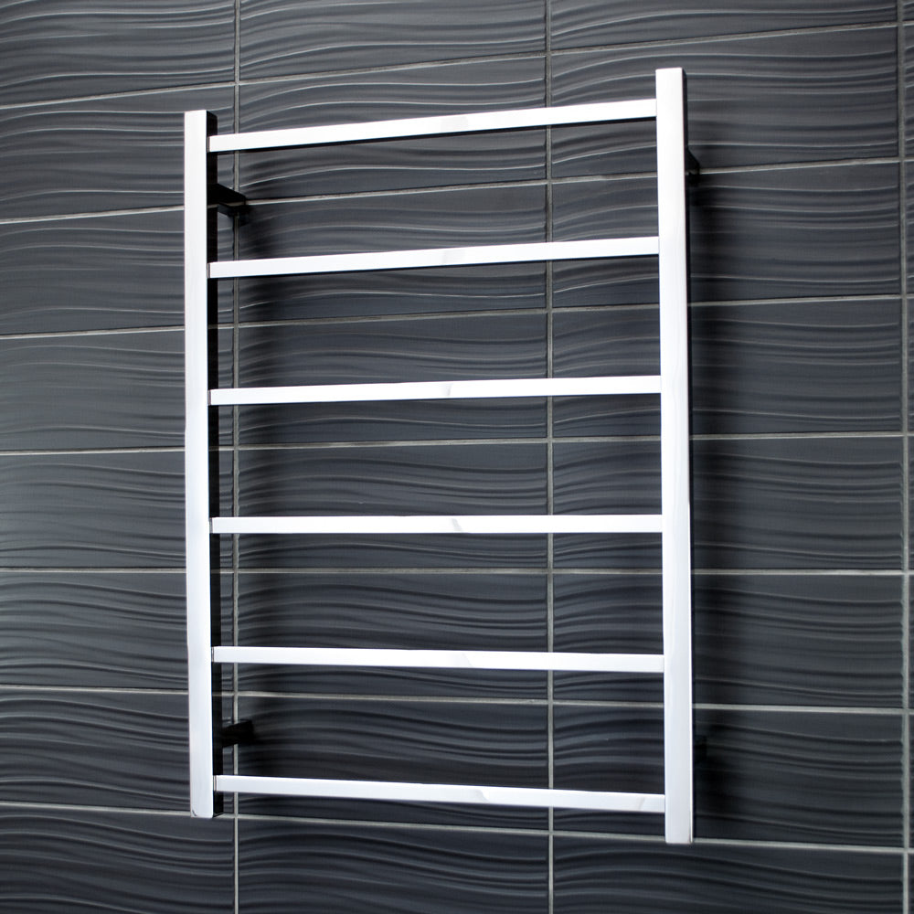 Radiant Non-Heated Towel Rail - 600 x 830mm - 6 Square Bars - Mirror Polished ｜ Ideal Bathroom Centre