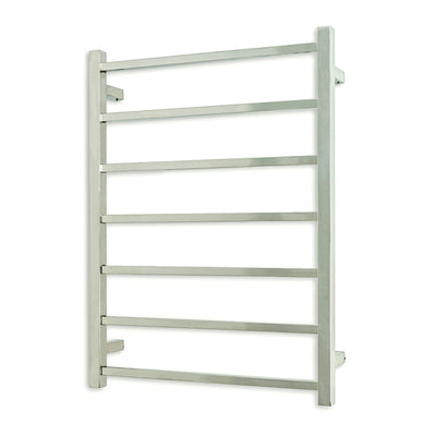 Radiant Heated Towel Rail - 600 x 800mm - 7 Square Bars - Mirror Polished