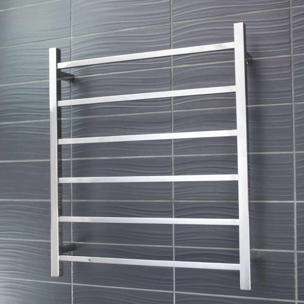 Radiant Non-Heated Towel Rail - 700 x 830mm - 6 Square Bars - Mirror Polished ｜ Ideal Bathroom Centre