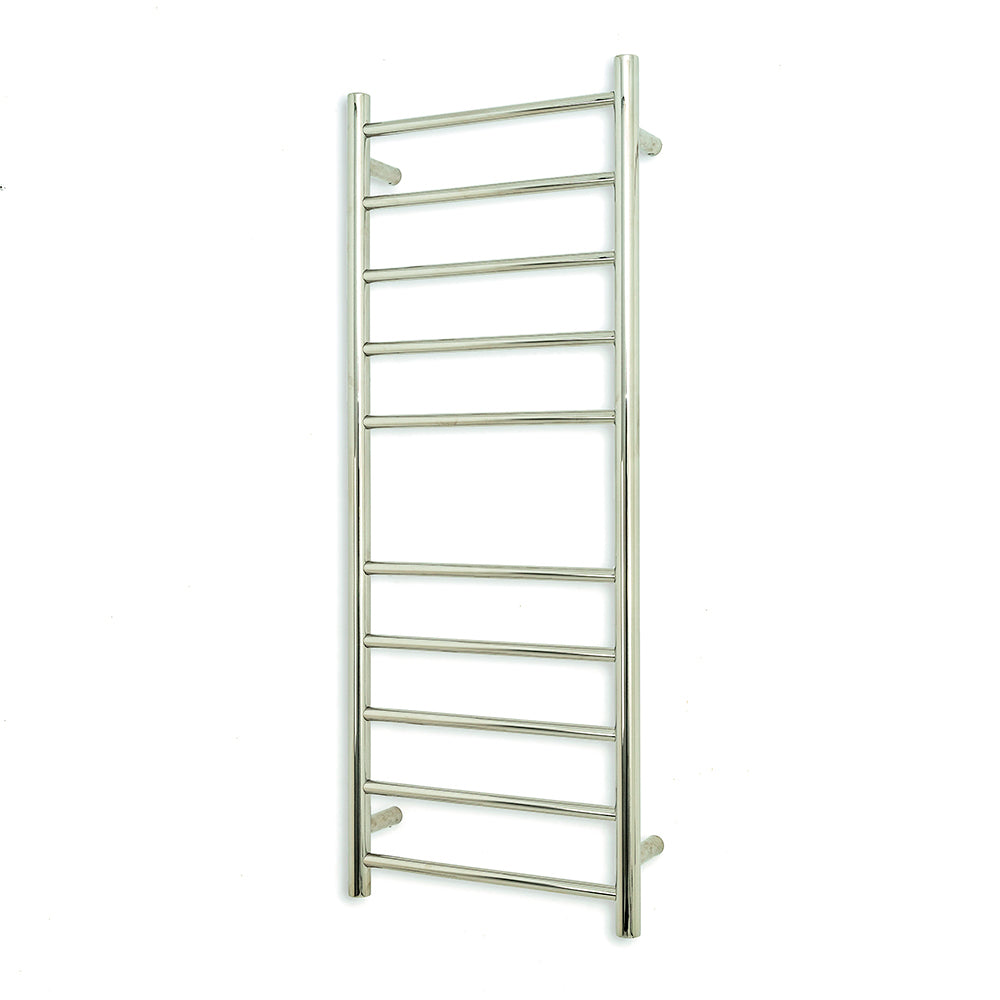 Low Voltage Polished 430 x 1100mm Rnd Heated Towel Rail LEFT