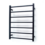 Heated Towel Rail - 600 x 800mm - 7 Round Bars - Matt Black - Bottom Left Power