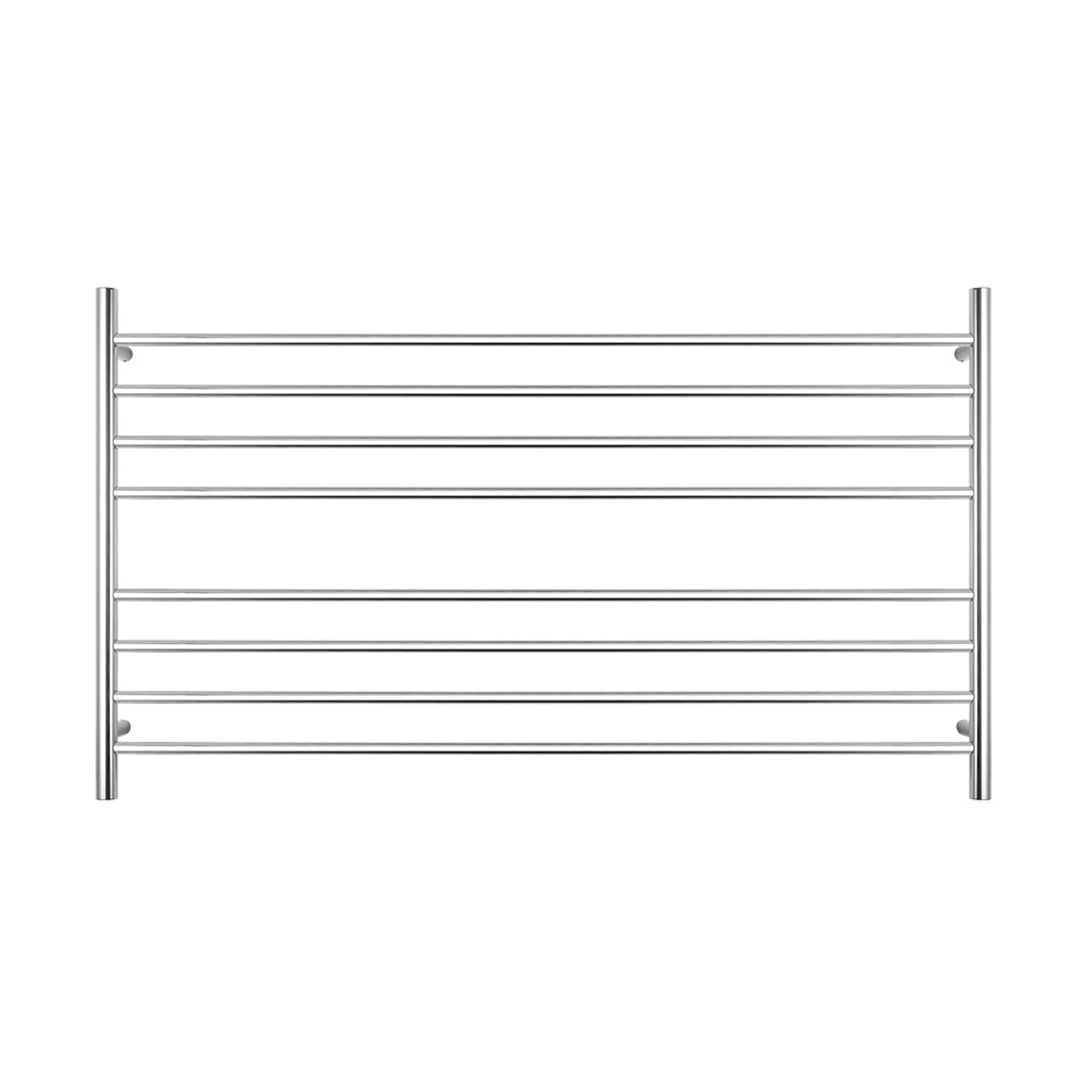 Heated Towel Rail - 1350 x 750mm - 8 Round Bars - Mirror Polished - Bottom Left Power Outlet