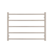 Heated Towel Rail - 750 x 550mm - 5 Round Bars - Brushed Nickel - Bottom Left Power Outlet