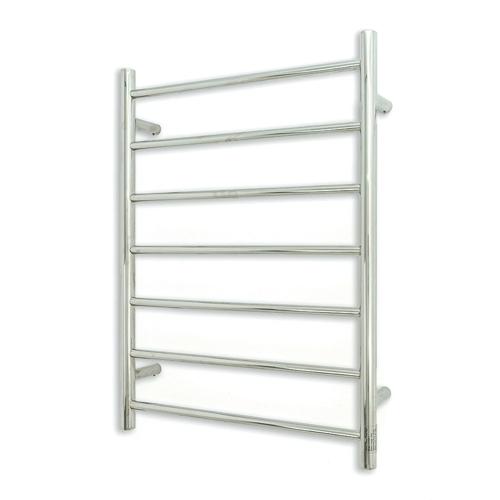 Low Voltage Polished 600 x 800mm Rnd Heated Towel Rail LEFT