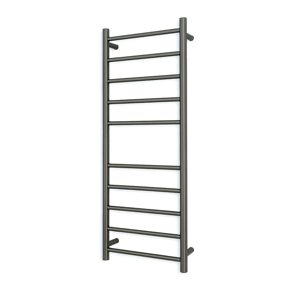Heated Towel Rail - 430 x 1100mm - 10 Round Bars - Gun Metal Grey - Bottom Left Power Outlet