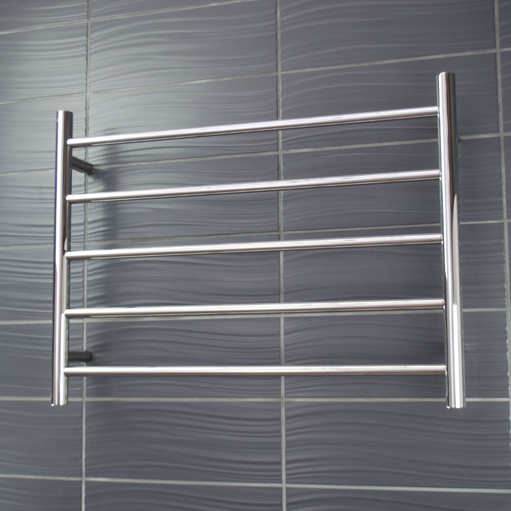 Radiant Non-Heated Towel Rail - 750 x 550mm - 5 Round Bars - Mirror Polished ｜ Ideal Bathroom Centre
