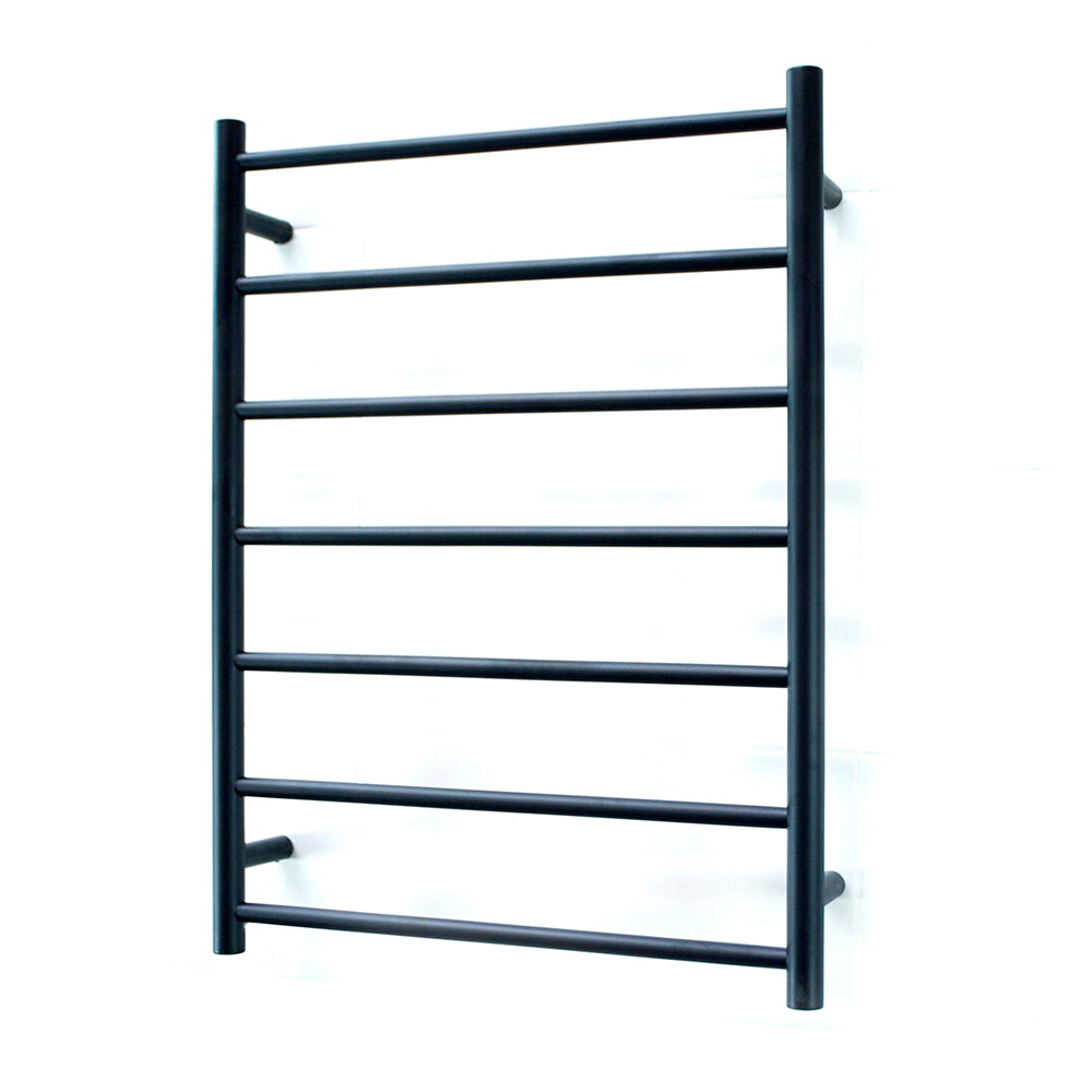 Low Voltage Matt Black 600 x 800mm Rnd Heated Towel Rail LEFT