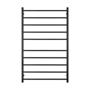 Heated Towel Rail - 750 x 1200mm - 10 Round Bars - Matt Black - Bottom Left Power Outlet