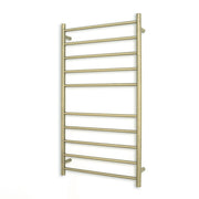 Heated Towel Rail - 600 x 1100mm - 10 Round Bars - Light Gold - Bottom Left Power Outlet