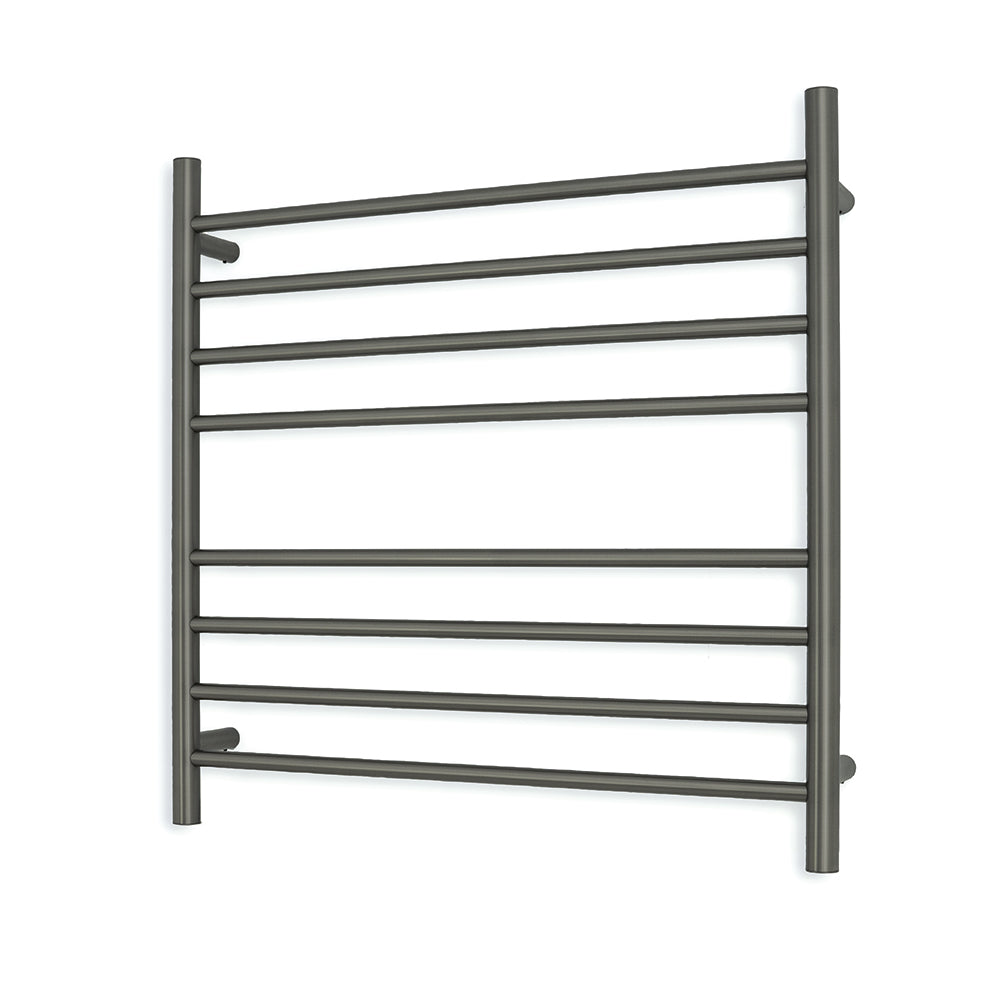Heated Towel Rail - 750 x 750mm - 7 Round Bars - Gun Metal Grey - Bottom Left Power Outlet