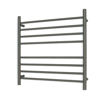 Radiant Heated Towel Rail - 750 x 750mm - 7 Round Bars - Gun Metal Grey - Bottom Left Power Outlet