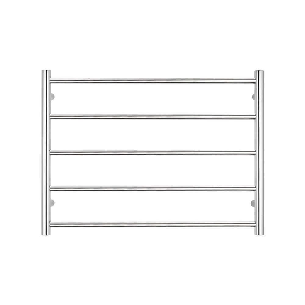 Heated Towel Rail - 750 x 550mm - 5 Round Bars - Mirror Polished - Bottom Left Power Outlet