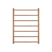 Heated Towel Rail - 600 x 800mm - 7 Round Bars - Brushed Copper - Bottom Left Power Outlet