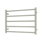 Heated Towel Rail - 750 x 550mm - 5 Round Bars - Cool Brushed Nickel - Bottom Left Power Outlet