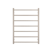 Low Voltage Brushed Nickel Heated Towel Rail Round 600x800 - Left Power Outlet