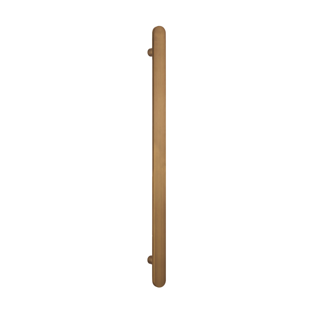 Flat Bar Vertical Heated Towel Bar - Antique Brass - 930mm