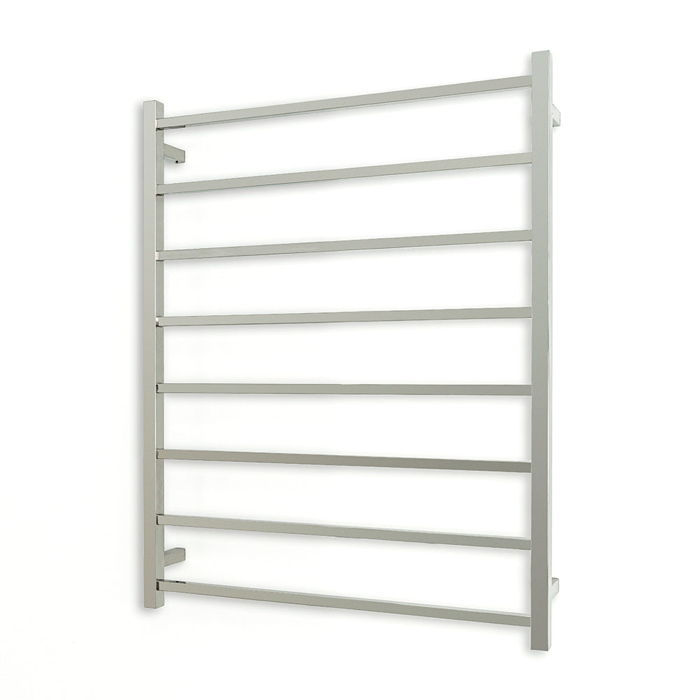 Heated Towel Rail - 800 x 1000mm - 8 Square Bars - Mirror Polished - Bottom Left Power