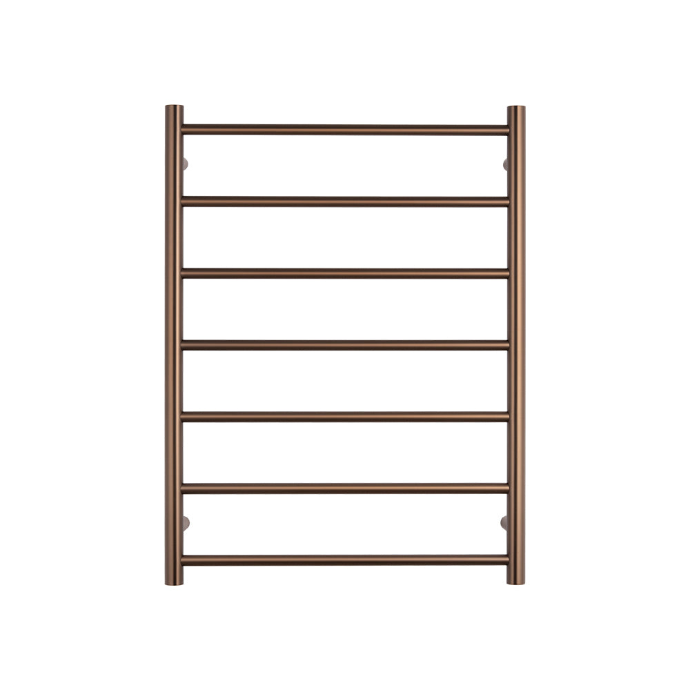 Heated Towel Rail - 600 x 800mm - 7 Round Bars - Sunset Bronze - Bottom Left Power Outlet