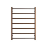 Radiant Heated Towel Rail - 600 x 800mm - 7 Round Bars - Sunset Bronze - Bottom Right Power Outlet ｜ Ideal Bathroom Centre