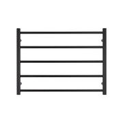 Heated Towel Rail - 750 x 550mm - 5 Round Bars - Matt Black - Bottom Left Power Outlet