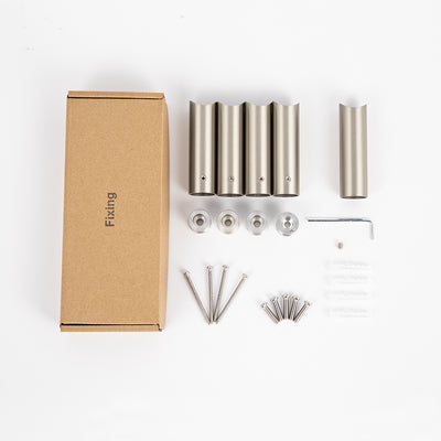 Radiant Full 80mm Bracket/Fixings Set for Round Bar Ladder Rails - Cool Brushed Nickel