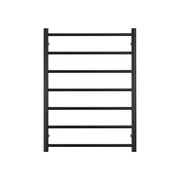 Heated Towel Rail - 600 x 800mm - 7 Round Bars - Matt Black - Bottom Left Power