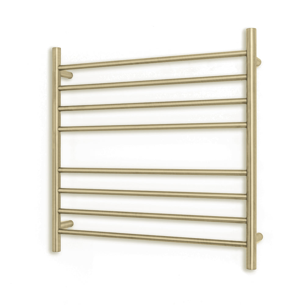 Heated Towel Rail - 750 x 750mm - 7 Round Bars - Light Gold - Bottom Left Power Outlet