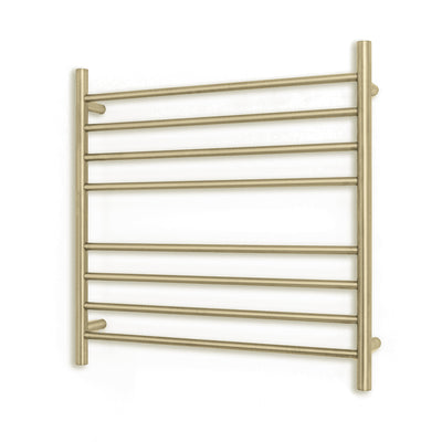 Radiant Heated Towel Rail - 750 x 750mm - 7 Round Bars - Light Gold - Bottom Left Power Outlet