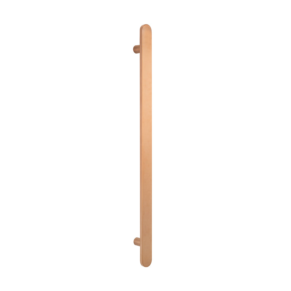 Flat Bar Vertical Heated Towel Bar - Brushed Copper - 930mm