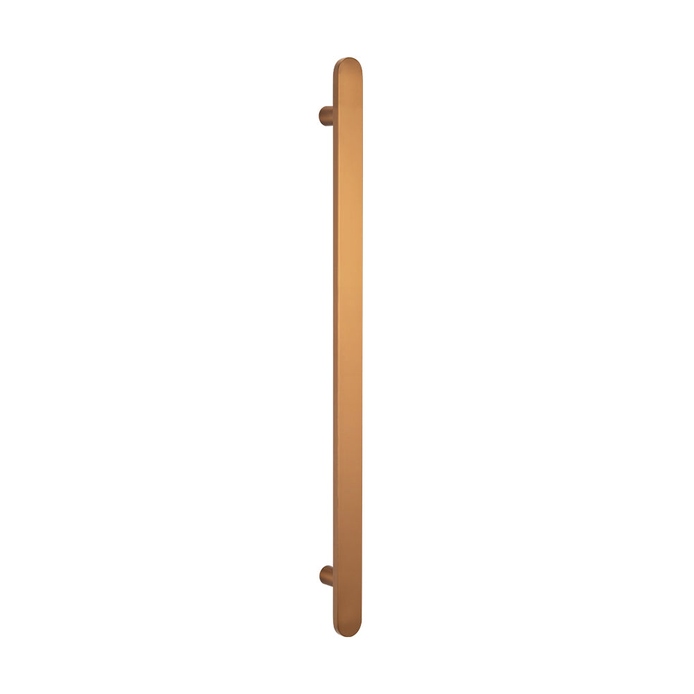 Flat Bar Vertical Heated Towel Bar - Brushed Bronze - 930mm