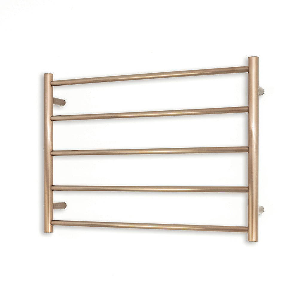 Heated Towel Rail - 750 x 550mm - 5 Round Bars - Champagne - Bottom Left Power Outlet