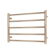 Heated Towel Rail - 750 x 550mm - 5 Round Bars - Champagne - Bottom Left Power Outlet